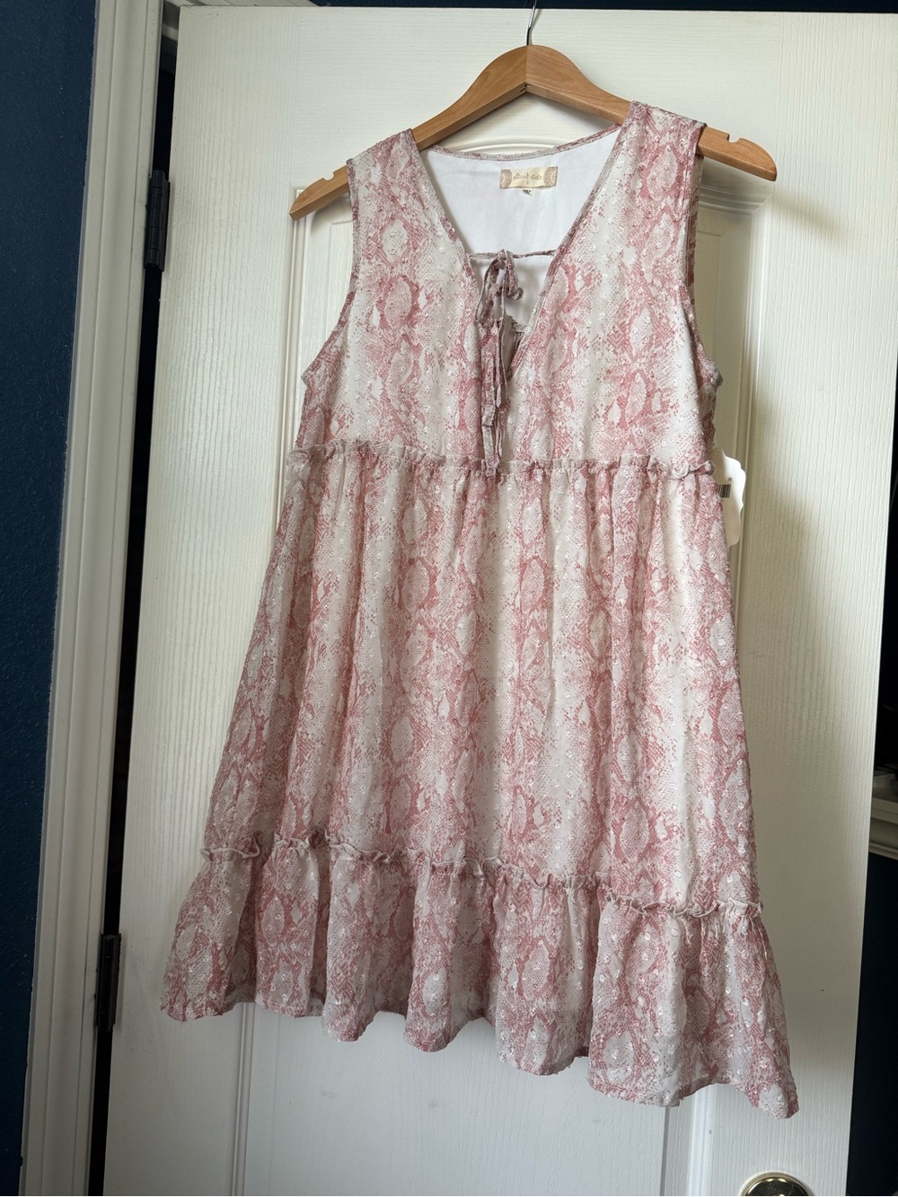 Altar'd State Pink Snake-Print Tiered Sundress